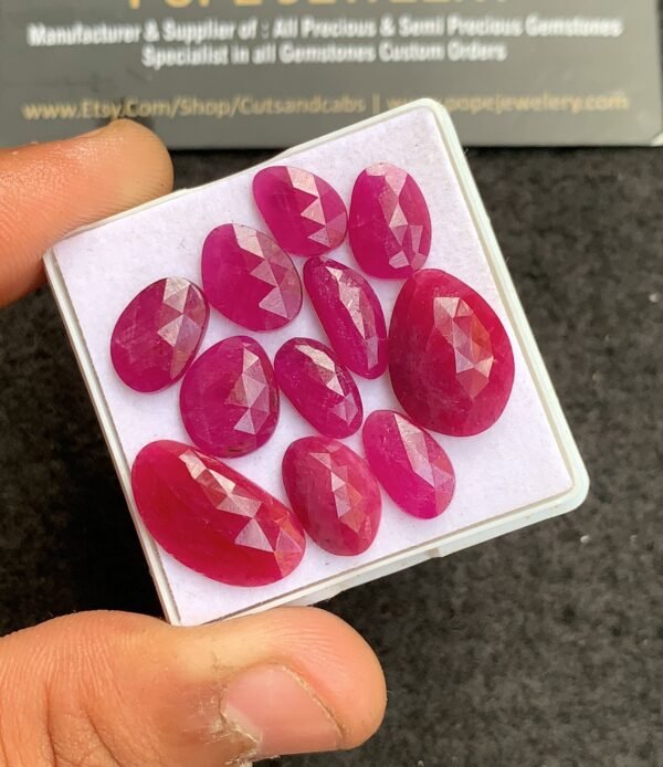 Natural Ruby Gemstone Rose Cut Mix Shape Cabochon High Quality Loose Gemstones For Jewelry Making 10-8 MM Size 11 Pcs V4351 - Image 2