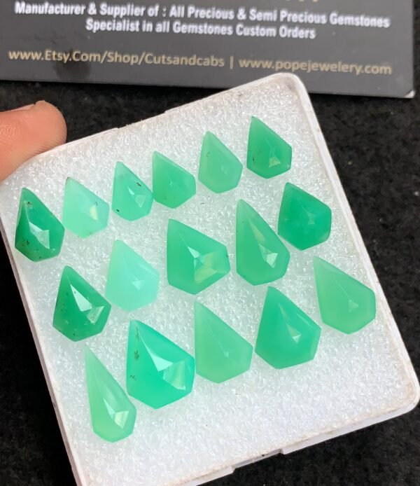 Natural Chrysoprase Gemstone Step Cut Fancy Shape Cabochon Beautiful Amazing & High Quality Loose Gemstones For Jewelry Making 10-16 MM Size 16 Pcs V4352 - Image 2