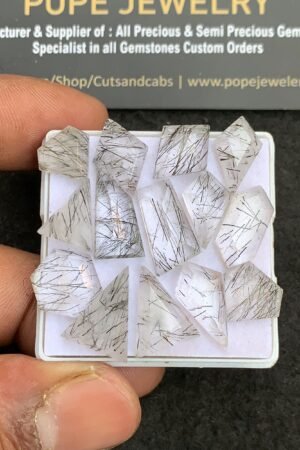 Natural Black Rutile Gemstone Step Cut Fancy Shape Cabochon High Quality Loose Gemstones For Jewelry Making 10-17 MM Size 14 Pcs V4354