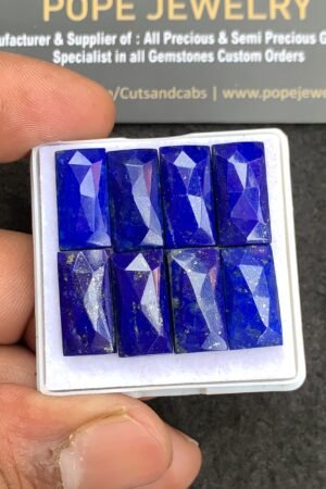 Natural Lapis Lazuli Gemstone Rose Cut Rectangle Shape Cabochon High Quality Loose Gemstones For Jewelry Making 16x8 MM Size 8 Pcs V4357