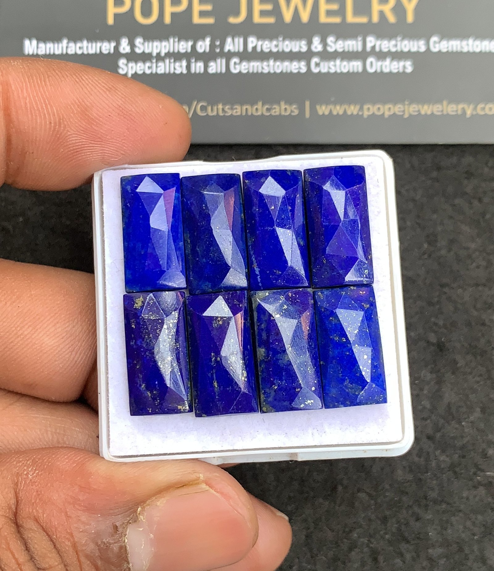 Natural Lapis Lazuli Gemstone Rose Cut Rectangle Shape Cabochon High Quality Loose Gemstones For Jewelry Making 16x8 MM Size 8 Pcs V4357