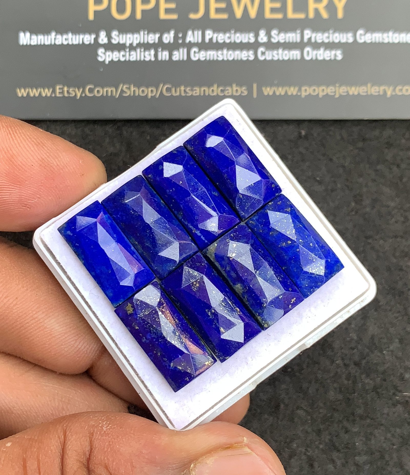 Natural Lapis Lazuli Gemstone Rose Cut Rectangle Shape Cabochon High Quality Loose Gemstones For Jewelry Making 16x8 MM Size 8 Pcs V4357 - Image 2