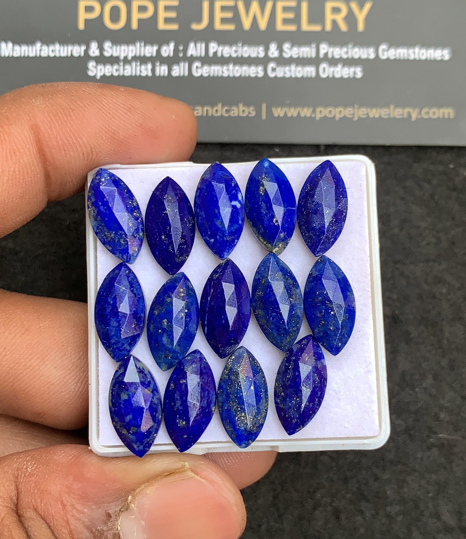 Natural Lapis Lazuli Gemstone Rose Cut Marquise Shape Cabochon High Quality Loose Gemstones For Jewelry Making 14x7 MM Size 14 Pcs V4358