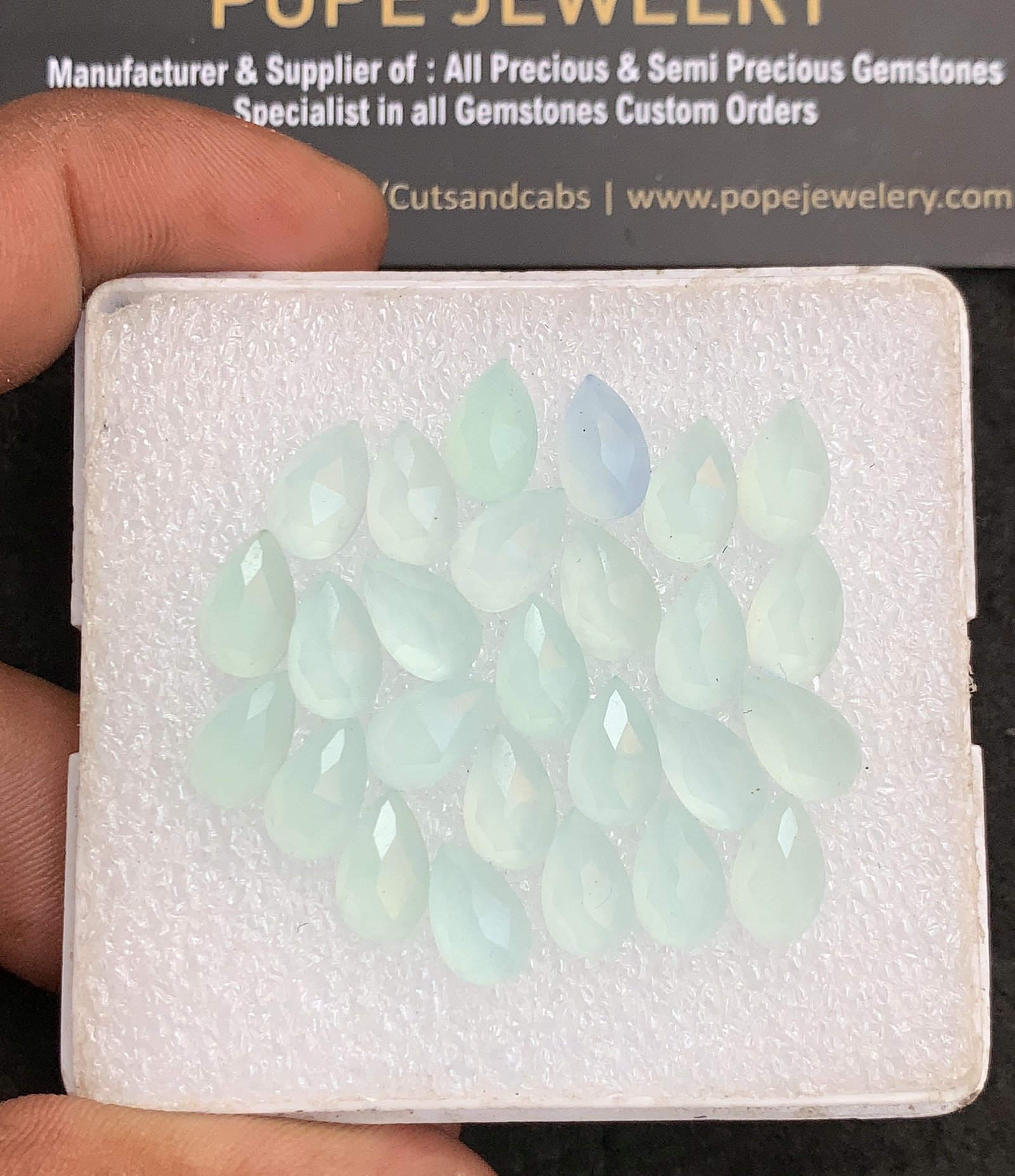 Natural Aqua Chalcedony Gemstone Rose Cut Pear Shape Cabochon High Quality Loose Gemstones For Jewelry Making 10x6 MM Size 26 Pcs V4360