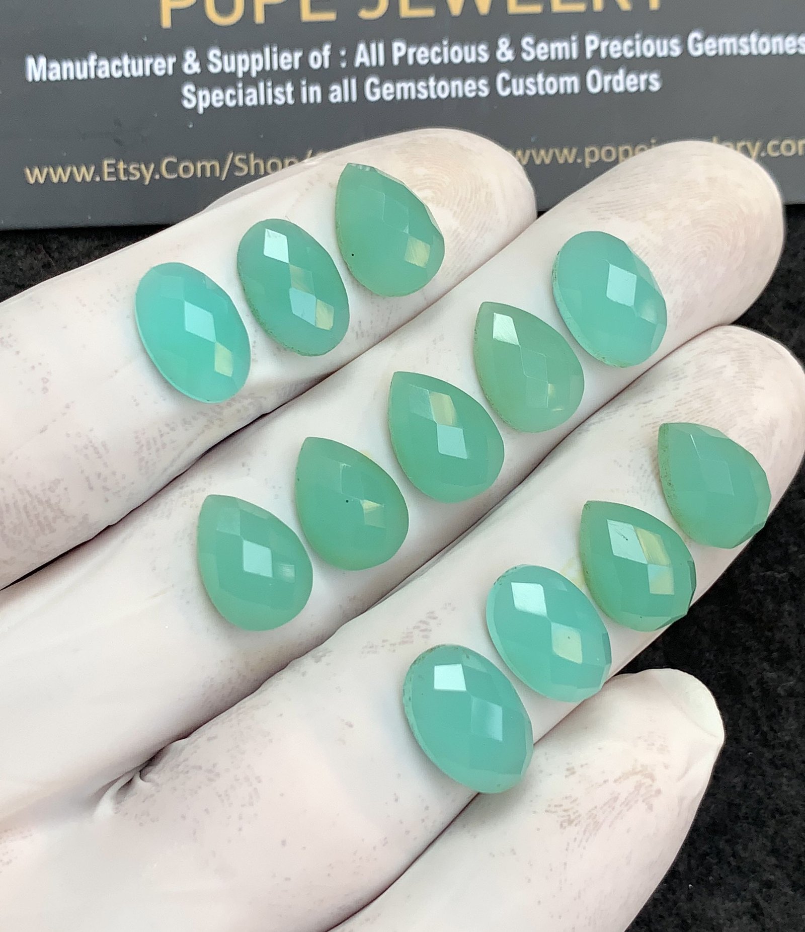 Natural Aqua Chalcedony Gemstone Rose Cut Mix Shape Cabochon High Quality Loose Gemstones For Jewelry Making 12x8 MM Size 12 Pcs V4363 - Image 2