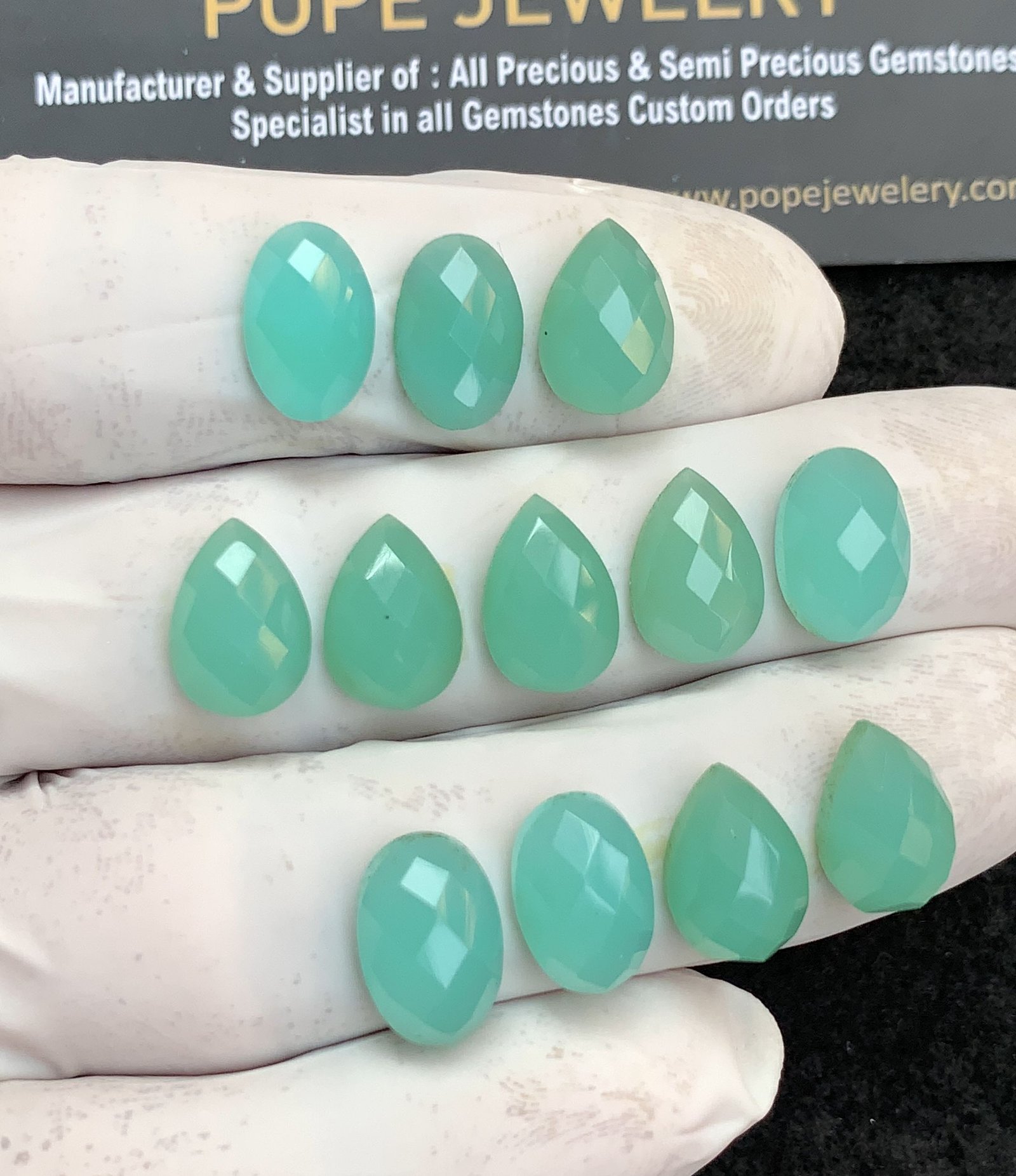 Natural Aqua Chalcedony Gemstone Rose Cut Mix Shape Cabochon High Quality Loose Gemstones For Jewelry Making 12x8 MM Size 12 Pcs V4363