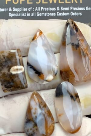 Natural Turkish Agate Gemstone Smooth Mix Shape Cabochon High Quality Loose Gemstones For Jewelry Making 20-35 MM Size 5 Pcs V4368