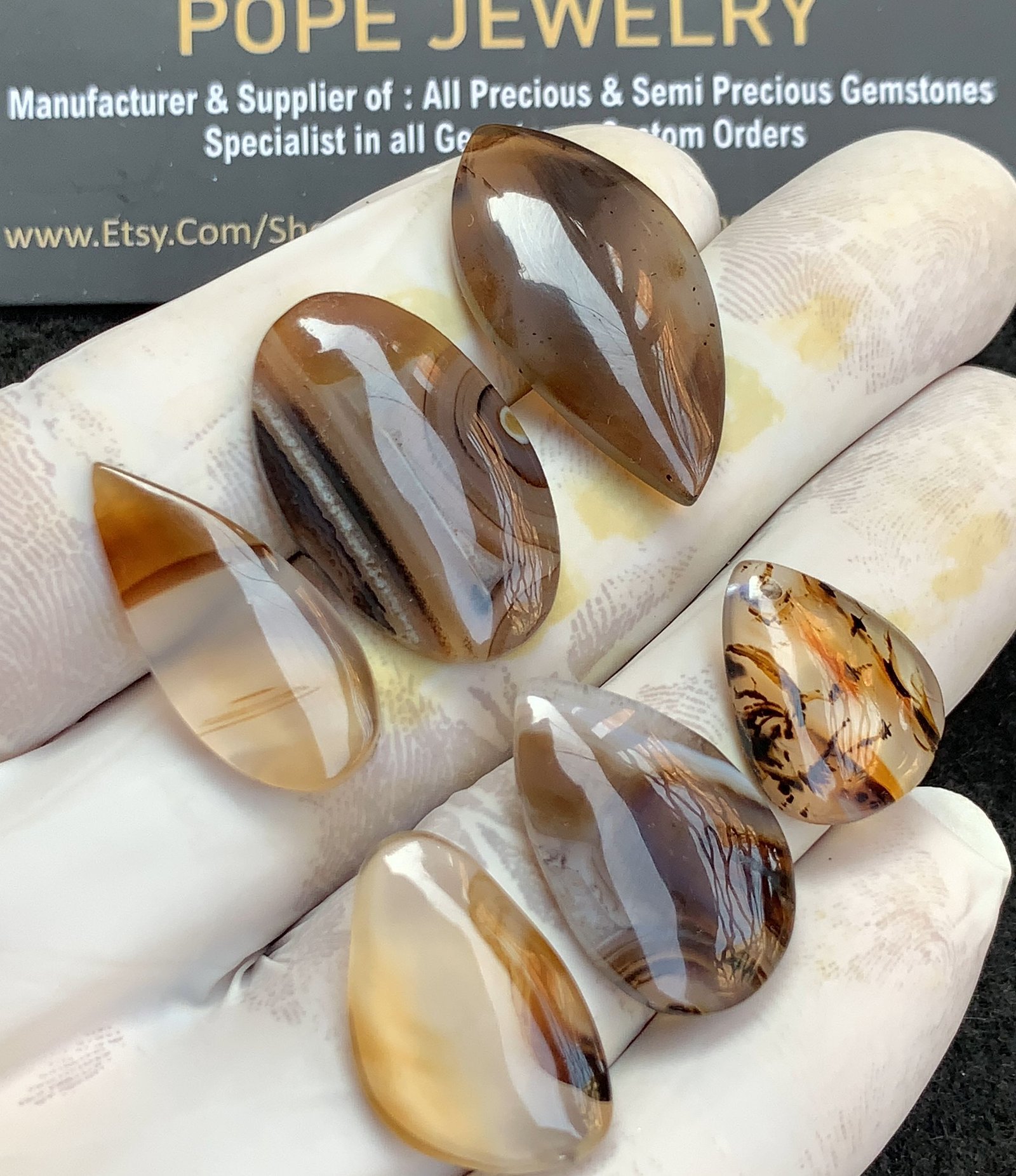 Natural Montana Agate Gemstone Smooth Mix Shape Cabochon High Quality Loose Gemstones For Jewelry Making 18-30 MM Size 6 Pieces V4369 - Image 2