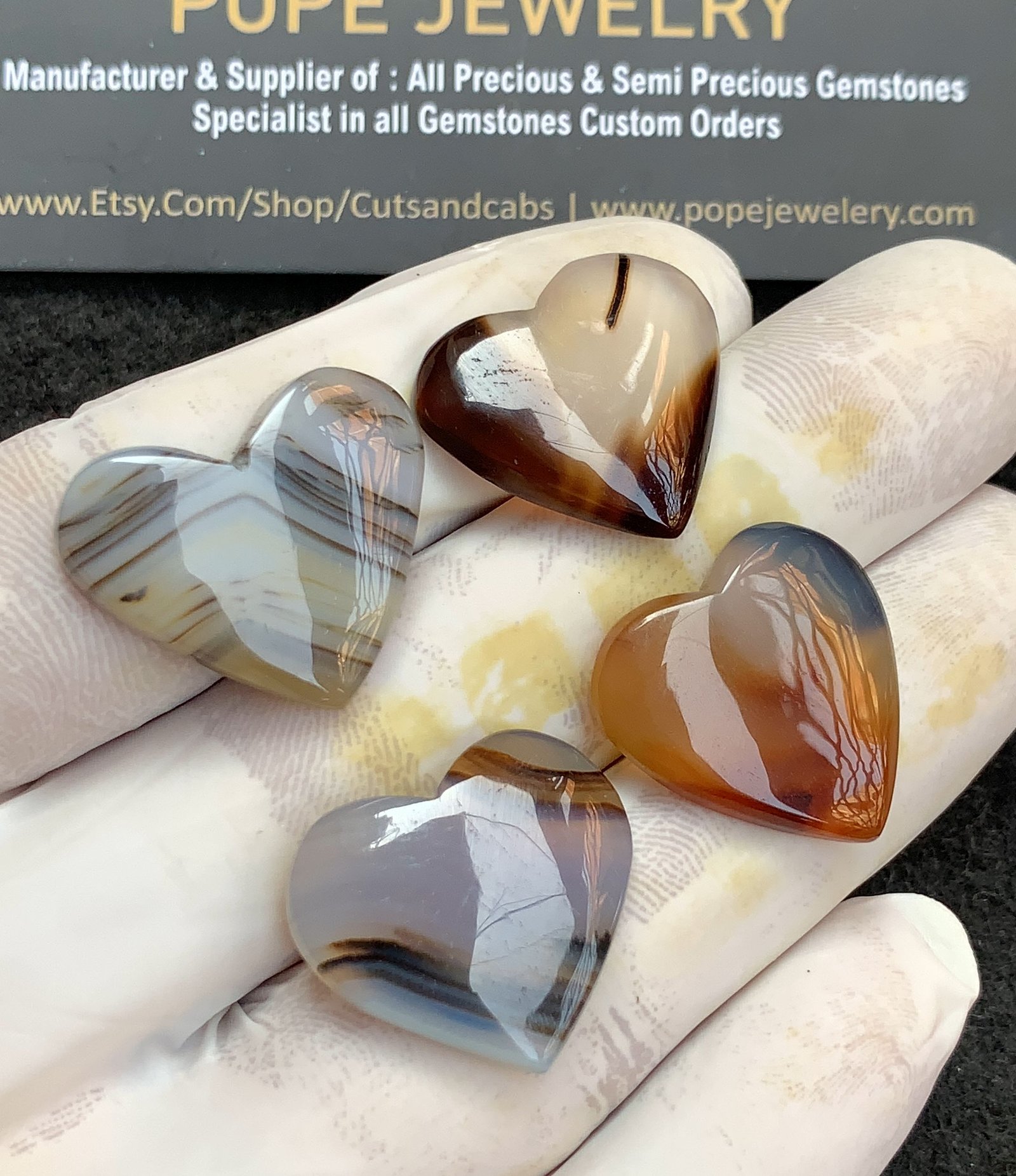 Natural Montana Agate Gemstone Smooth Heart Shape Cabochon High Quality Loose Gemstones For Jewelry Making 21 MM Size 4 Pieces V4370 - Image 2
