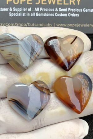 Natural Montana Agate Gemstone Smooth Heart Shape Cabochon High Quality Loose Gemstones For Jewelry Making 21 MM Size 4 Pieces V4370