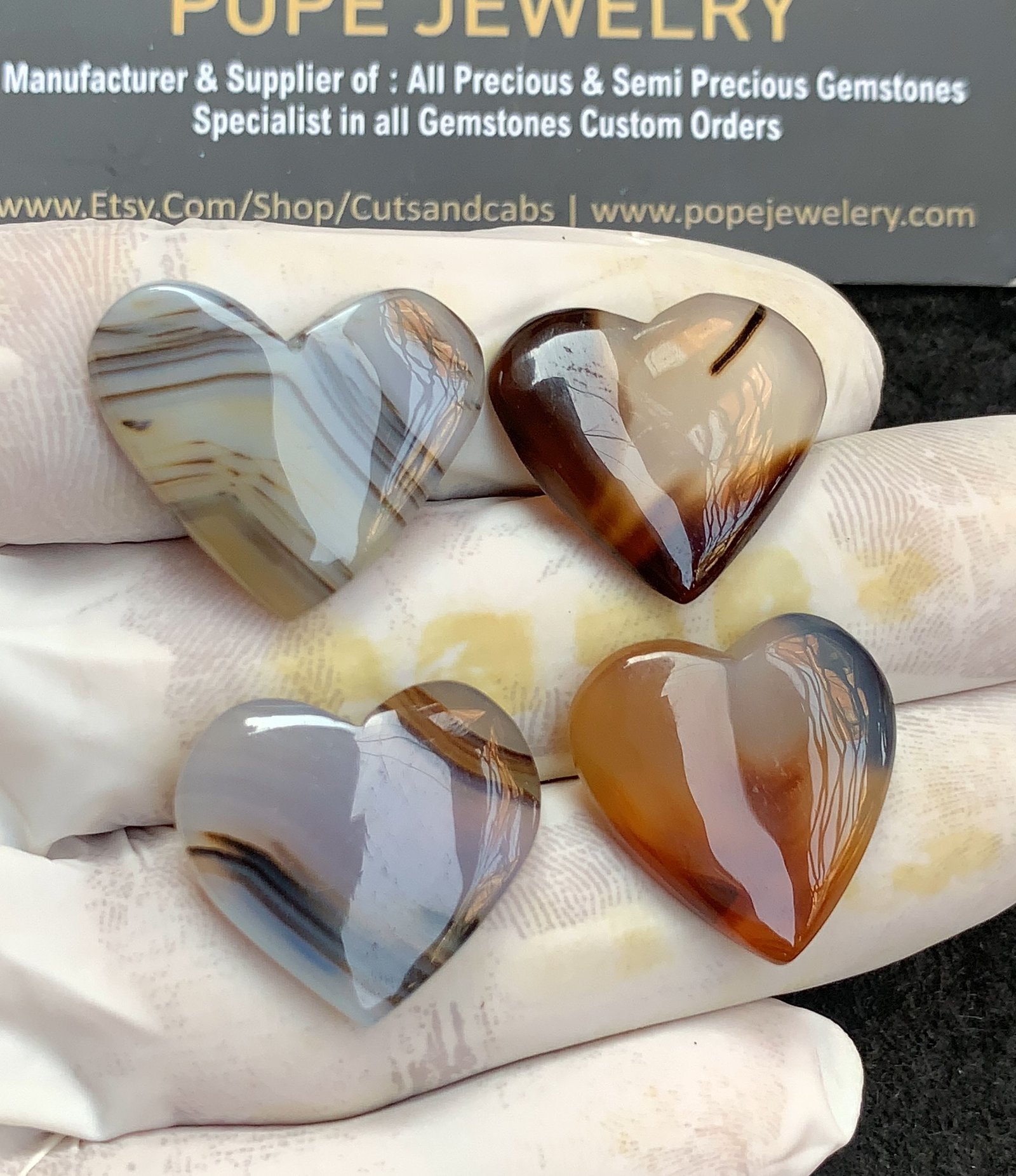 Natural Montana Agate Gemstone Smooth Heart Shape Cabochon High Quality Loose Gemstones For Jewelry Making 21 MM Size 4 Pieces V4370
