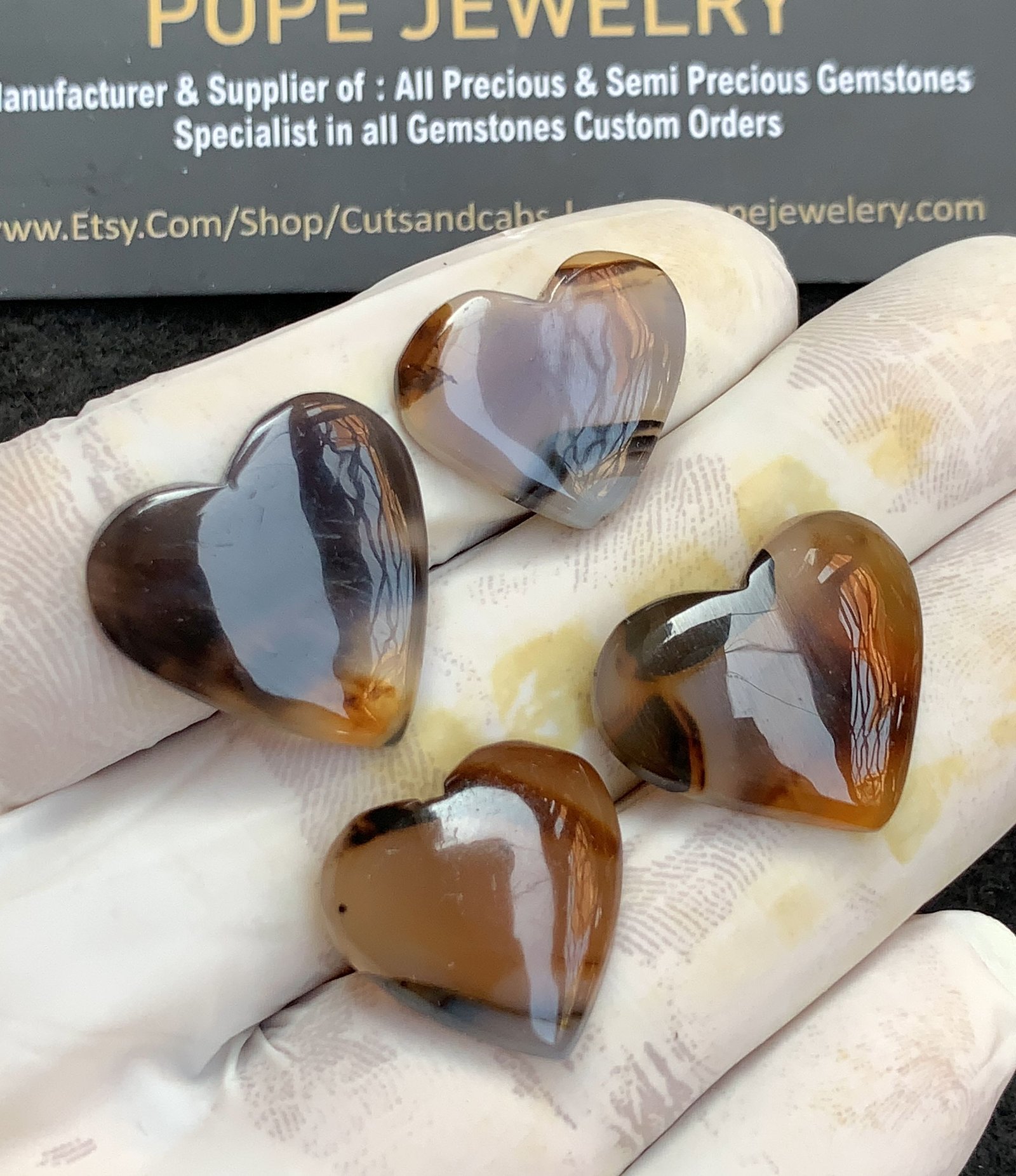 Natural Montana Agate Gemstone Smooth Heart Shape Cabochon High Quality Loose Gemstones For Jewelry Making 17-21 MM Size 4 Pieces V4371 - Image 2