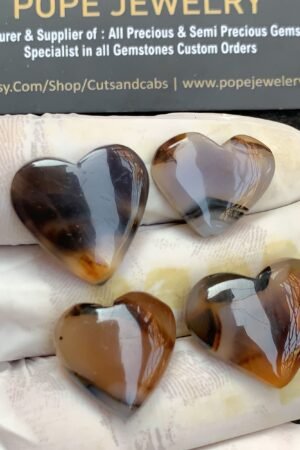 Natural Montana Agate Gemstone Smooth Heart Shape Cabochon High Quality Loose Gemstones For Jewelry Making 17-21 MM Size 4 Pieces V4371