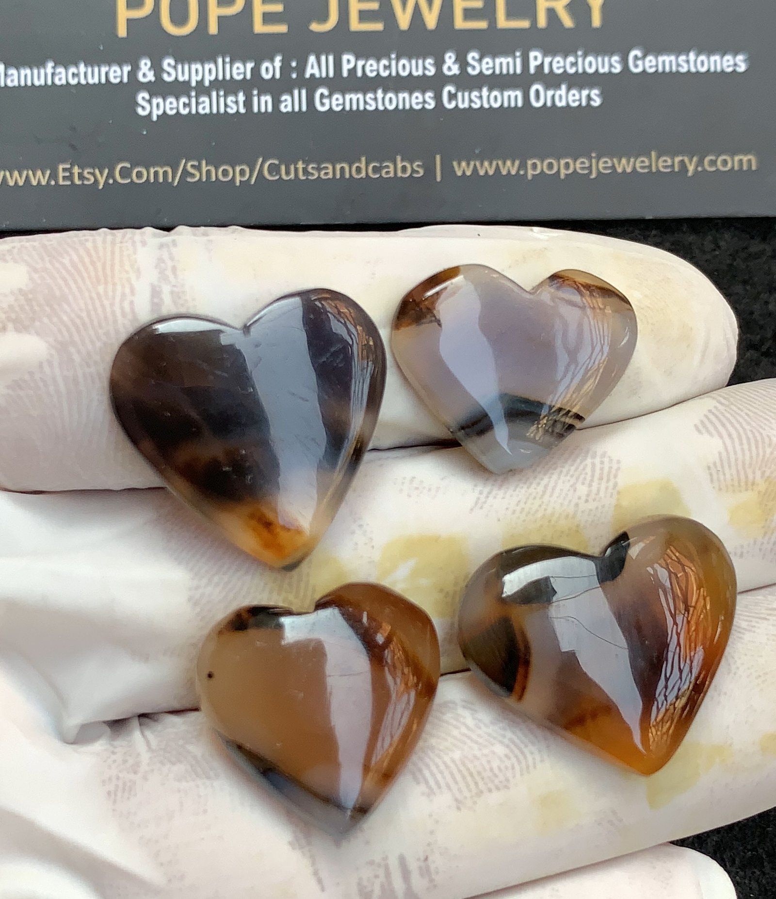 Natural Montana Agate Gemstone Smooth Heart Shape Cabochon High Quality Loose Gemstones For Jewelry Making 17-21 MM Size 4 Pieces V4371