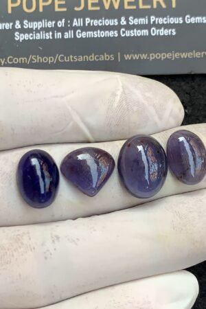 Natural Iolite Gemstone Smooth Mix Shape Cabochon High Quality Loose Gemstones For Jewelry Making12-15 MM Size 4 Pcs V4377