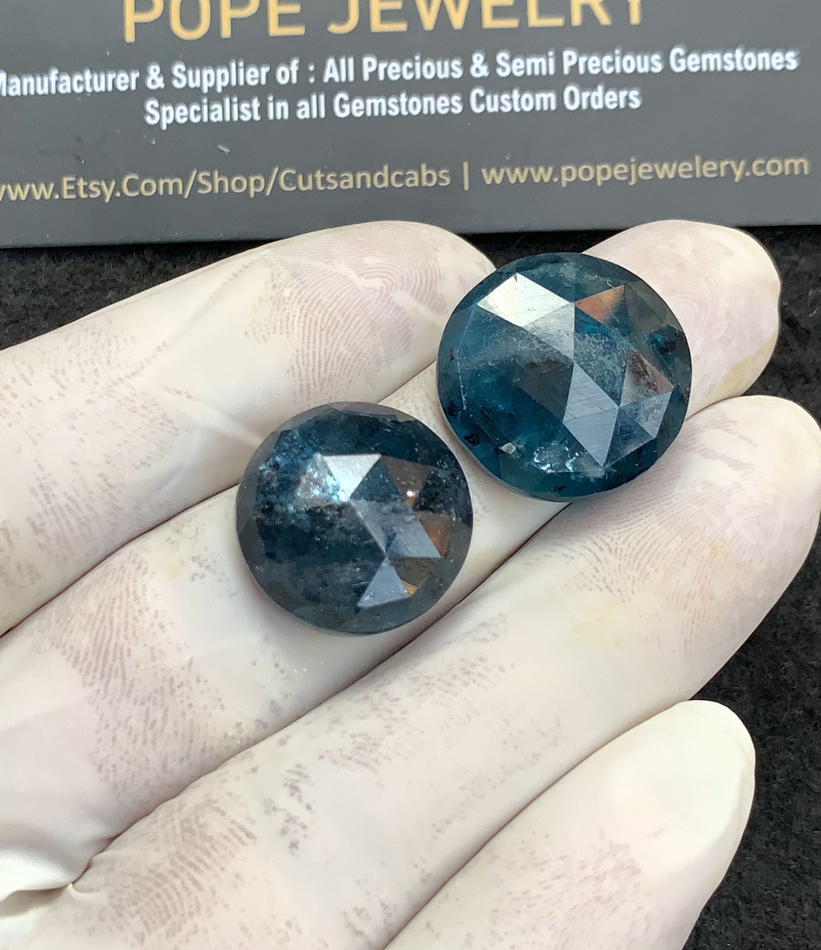 Natural Teal Green Kyanite Gemstone Rose Cut Round Shape Cabochon High Quality Loose Gemstones For Jewelry Making 18-20 MM Size 2 Pcs V4378 - Image 2