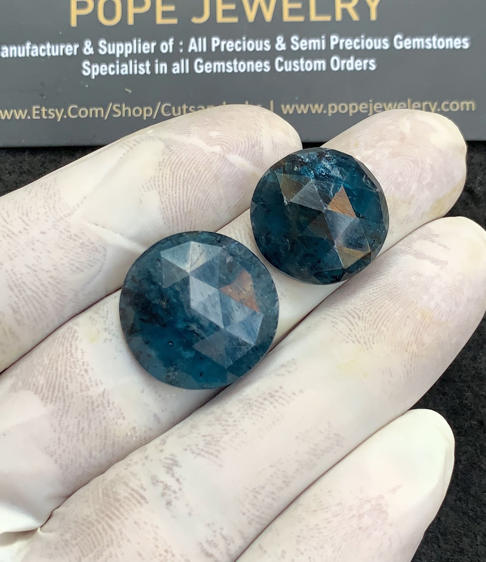 Natural Teal Green Kyanite Gemstone Rose Cut Round Shape Cabochon High Quality Loose Gemstones For Jewelry Making 17-20 MM Size 2 Pcs V4379 - Image 2