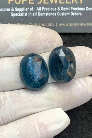 Natural Teal Green Kyanite Gemstone Rose Cut Oval Shape Cabochon High Quality Loose Gemstones For Jewelry Making 20x15 MM Size 2 Pcs V4381