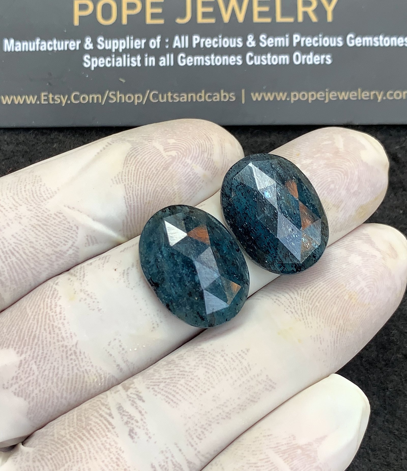 Natural Teal Green Kyanite Gemstone Rose Cut Oval Shape Cabochon High Quality Loose Gemstones For Jewelry Making 20x15 MM Size 2 Pcs V4382 - Image 2