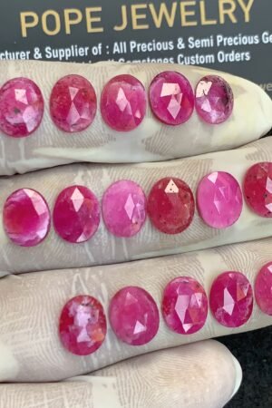 Natural Thailand Pink Sapphire Gemstone Rose Cut Oval Shape High Quality Loose Gemstones For Jewelry Making 10x8 MM Size 16 Pcs V4390