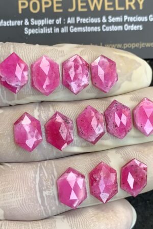 Natural Thailand Pink Sapphire Gemstone Rose Cut Hexagon Shape High Quality Loose Gemstones For Jewelry Making 13x9 MM Size 12 Pcs V4391