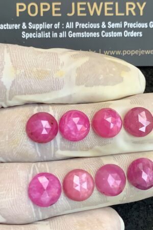Natural Pink Silky Sapphire Gemstone Rose Cut Round Shape Cabochon High Quality Loose Gemstones For Jewelry Making 10 MM Size 8 Pcs V4392