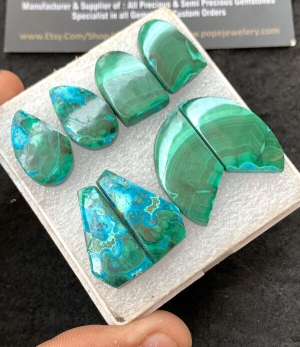 Natural Chrysocolla Malachite Gemstone Smooth Fancy Shape Cabochon High Quality Loose Gemstones For Jewelry Making 17-30 MM Size 4 Pair V4270 - Image 2