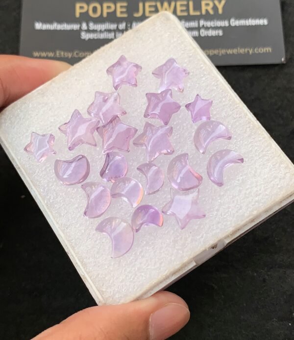 Natural Amethyst Gemstone Smooth Mix Shape Cabochon High Quality Loose Gemstones For Jewelry Making 7-10 MM Size 20 Pcs V4272 - Image 2