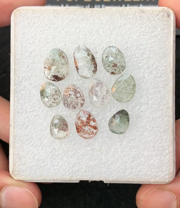 Natural Herkimer Lodolite Gemstone Rose Cut Fancy Shape Cabochon High Quality Loose Gemstones For Jewelry Making 8-12 MM Size 10 Pcs V4273