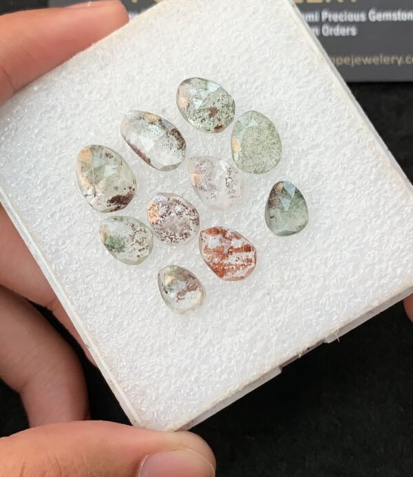 Natural Herkimer Lodolite Gemstone Rose Cut Fancy Shape Cabochon High Quality Loose Gemstones For Jewelry Making 8-12 MM Size 10 Pcs V4273 - Image 2