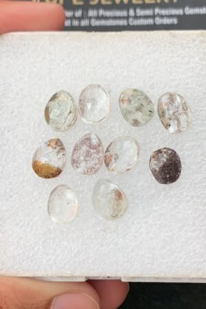 Natural Herkimer Lodolite Gemstone Rose Cut Fancy Shape Cabochon High Quality Loose Gemstones For Jewelry Making 9-10 MM Size 10 Pcs V4274