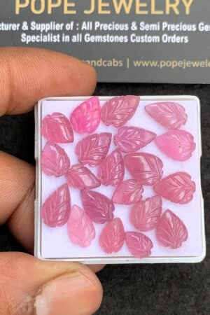 Natural Pink Silky Sapphire Gemstone Hand Carved Leaf Shape Cabochon High Quality Loose Gemstones For Jewelry Making 8-11 MM Size 20 Pcs V4394