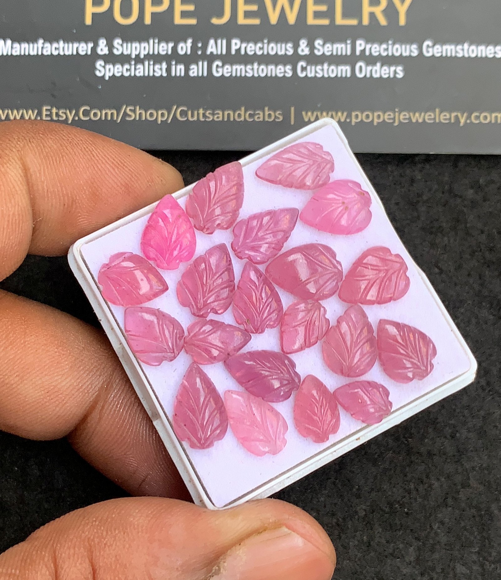 Natural Pink Silky Sapphire Gemstone Hand Carved Leaf Shape Cabochon High Quality Loose Gemstones For Jewelry Making 8-11 MM Size 20 Pcs V4394 - Image 2
