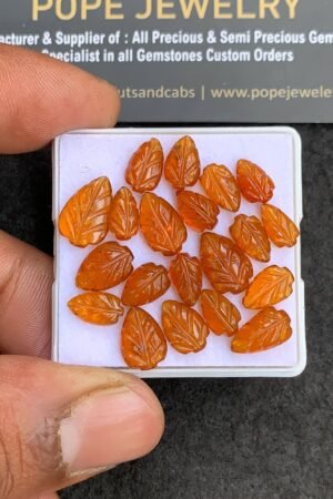Natural Orange Kyanite Gemstone Hand Carved Leaf Shape High Quality Loose Gemstones For Jewelry Making 8-12 MM Size 20 Pcs V4398