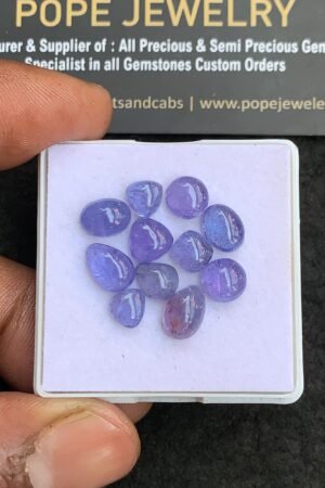 Natural Tanzanite Gemstone Smooth Mix Shape Cabochon High Quality Loose Gemstones For Jewelry Making 6-9 MM Size 11 Pcs V4400