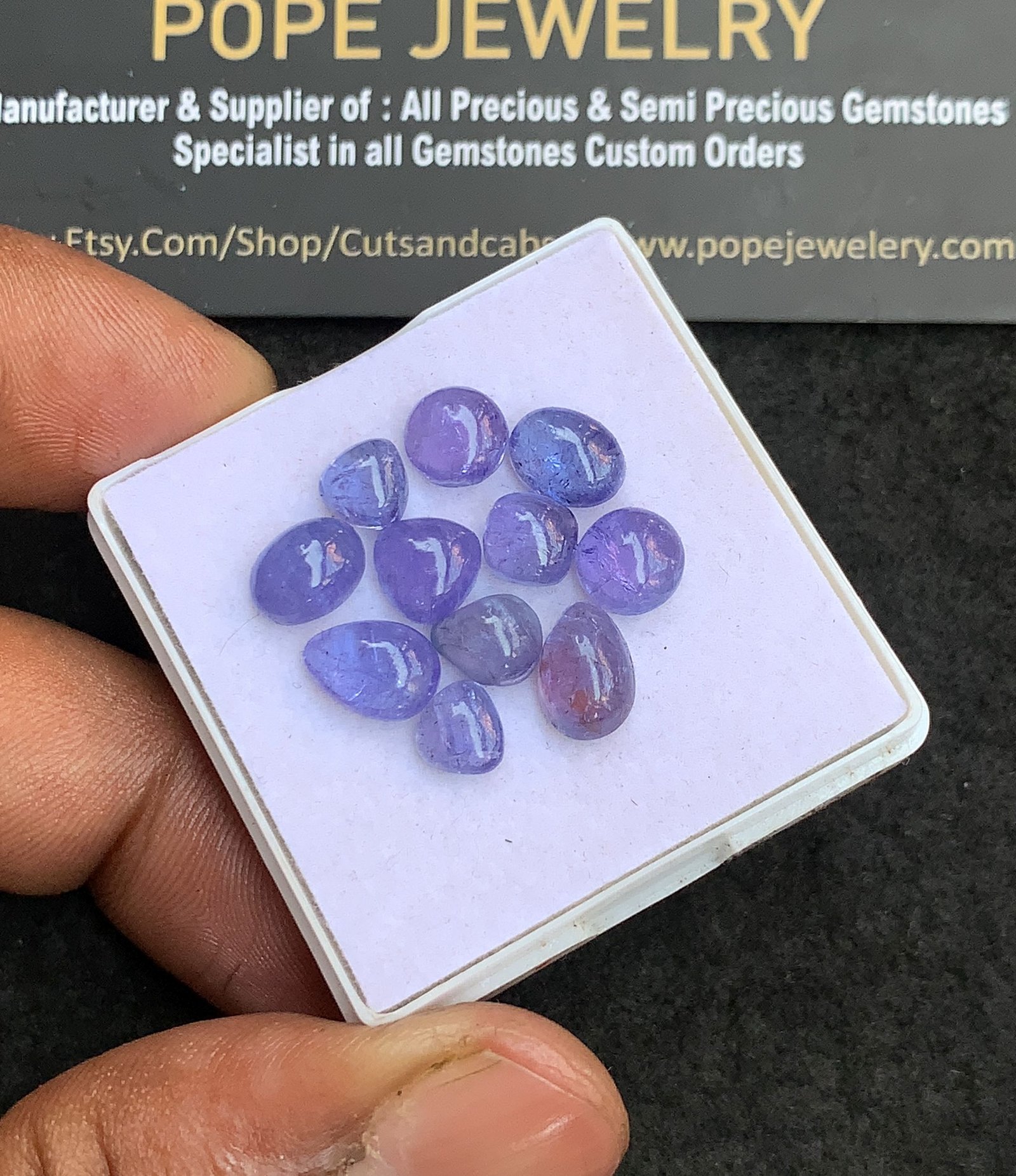 Natural Tanzanite Gemstone Smooth Mix Shape Cabochon High Quality Loose Gemstones For Jewelry Making 6-9 MM Size 11 Pcs V4400 - Image 2