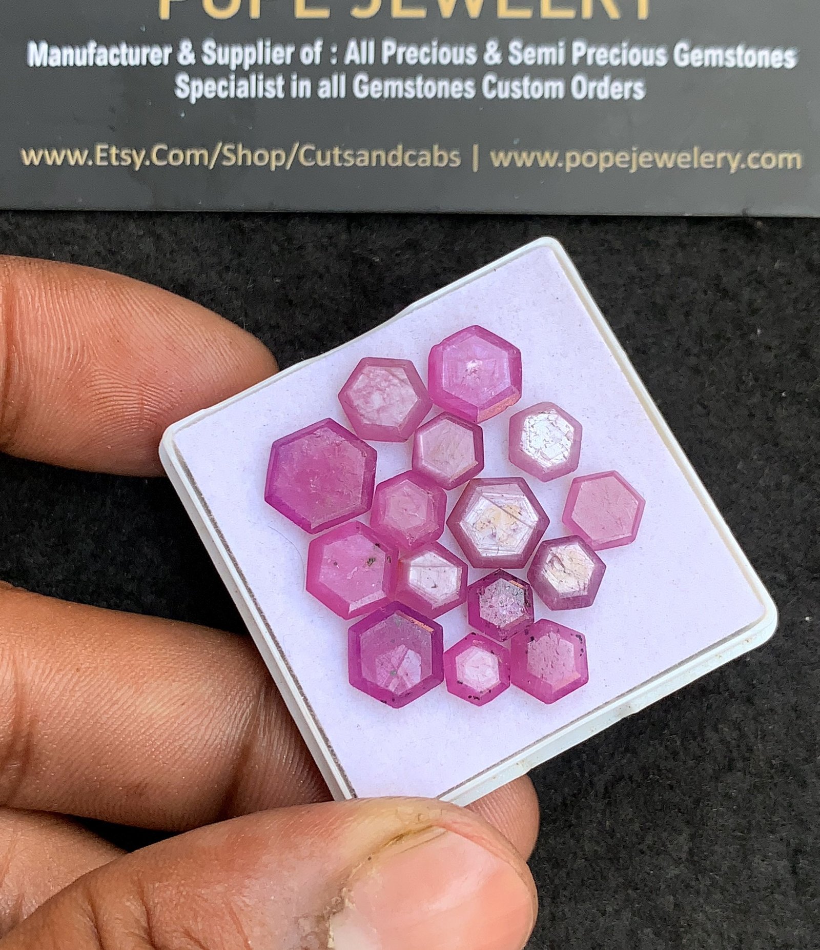 Natural Silky Sapphire Gemstone Step Cut Hexagon Shape Cabochon High Quality Loose Gemstones For Jewelry Making 5-9 MM Size 15 Pcs V4402 - Image 2