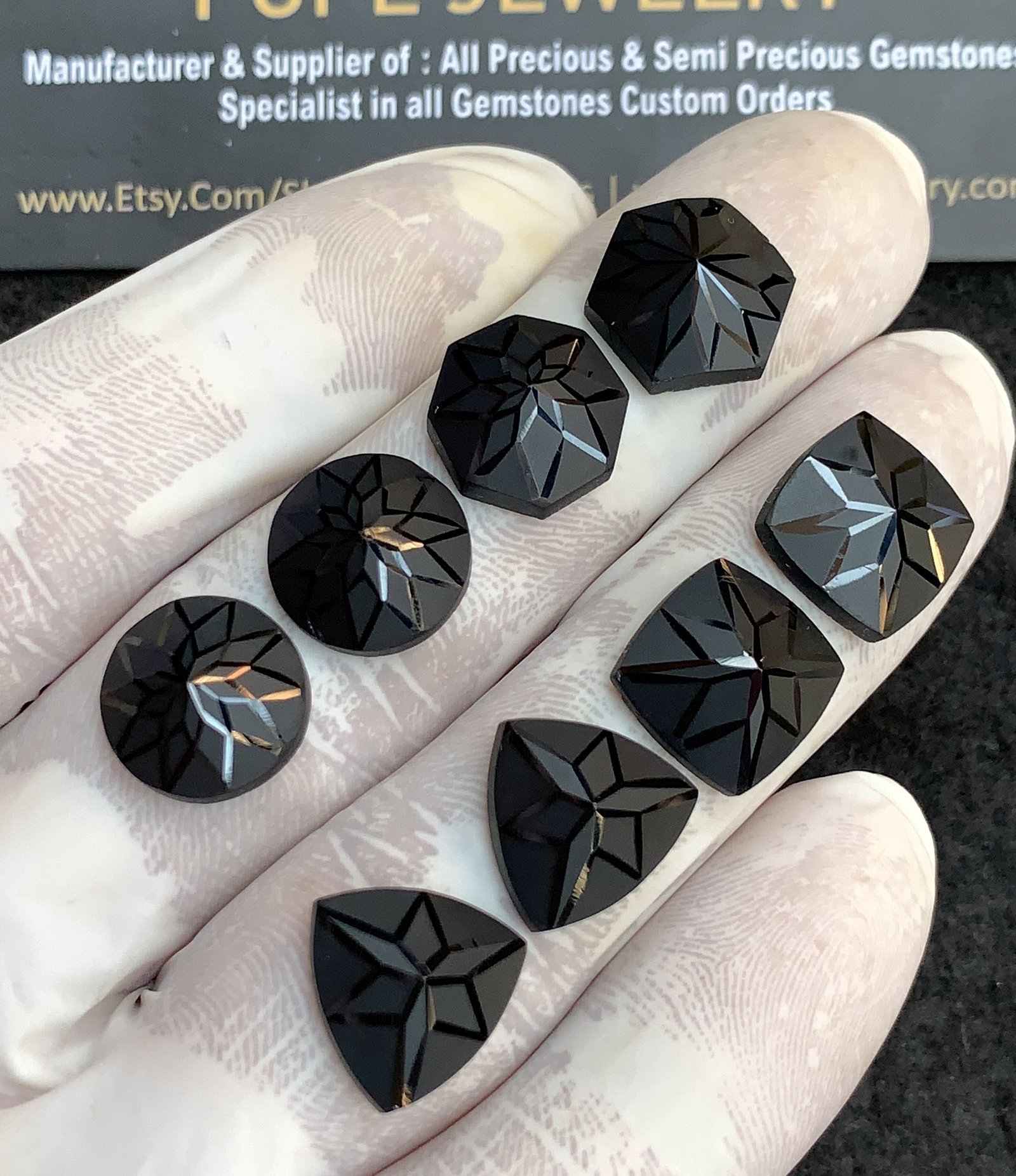 Natural Black Spinel Gemstone Precious Cut Mix Shape Cabochon High Quality Loose Gemstones For Jewelry Making 12 MM Size 4 Pair V4406 - Image 2