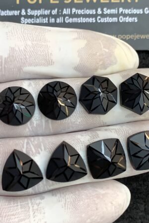 Natural Black Spinel Gemstone Precious Cut Mix Shape Cabochon High Quality Loose Gemstones For Jewelry Making 12 MM Size 4 Pair V4406