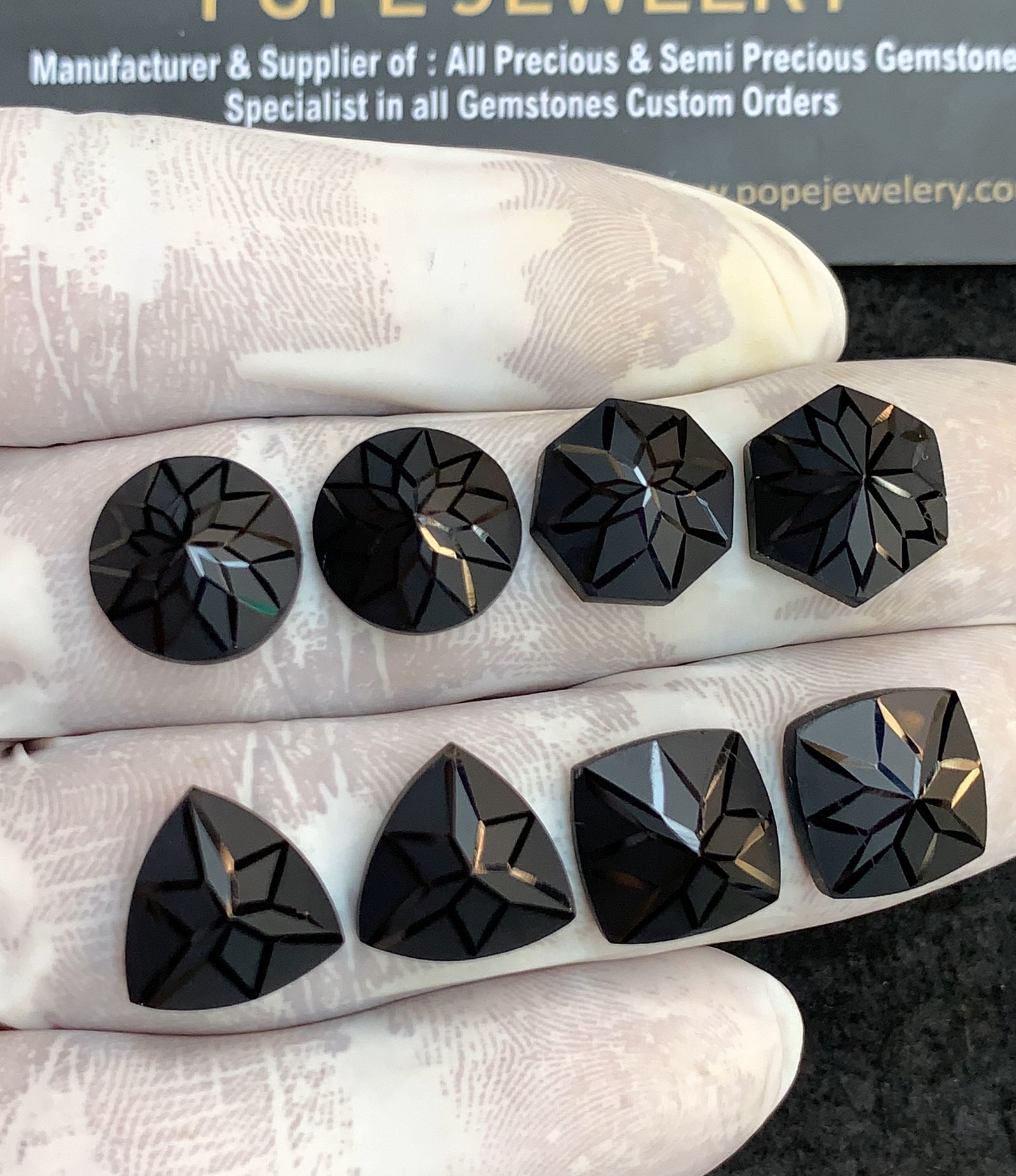 Natural Black Spinel Gemstone Precious Cut Mix Shape Cabochon High Quality Loose Gemstones For Jewelry Making 12 MM Size 4 Pair V4406