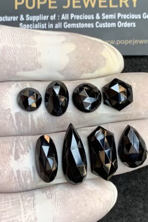 Natural Black Spinel Gemstone Rose Cut Mix Shape Cabochon High Quality Loose Gemstones For Jewelry Making 8-20  MM Size 8 Pcs V4407