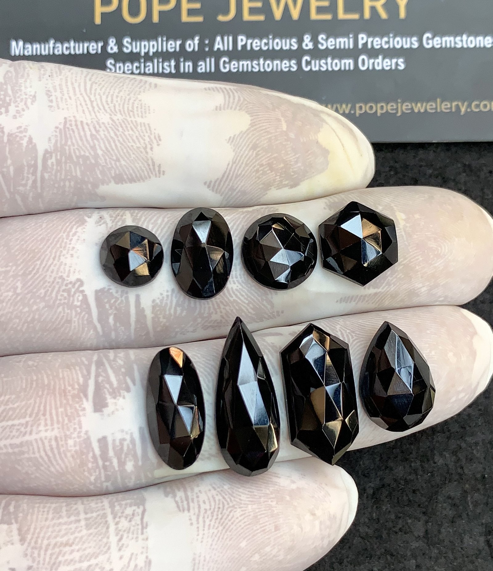 Natural Black Spinel Gemstone Rose Cut Mix Shape Cabochon High Quality Loose Gemstones For Jewelry Making 8-20 MM Size 8 Pcs V4407