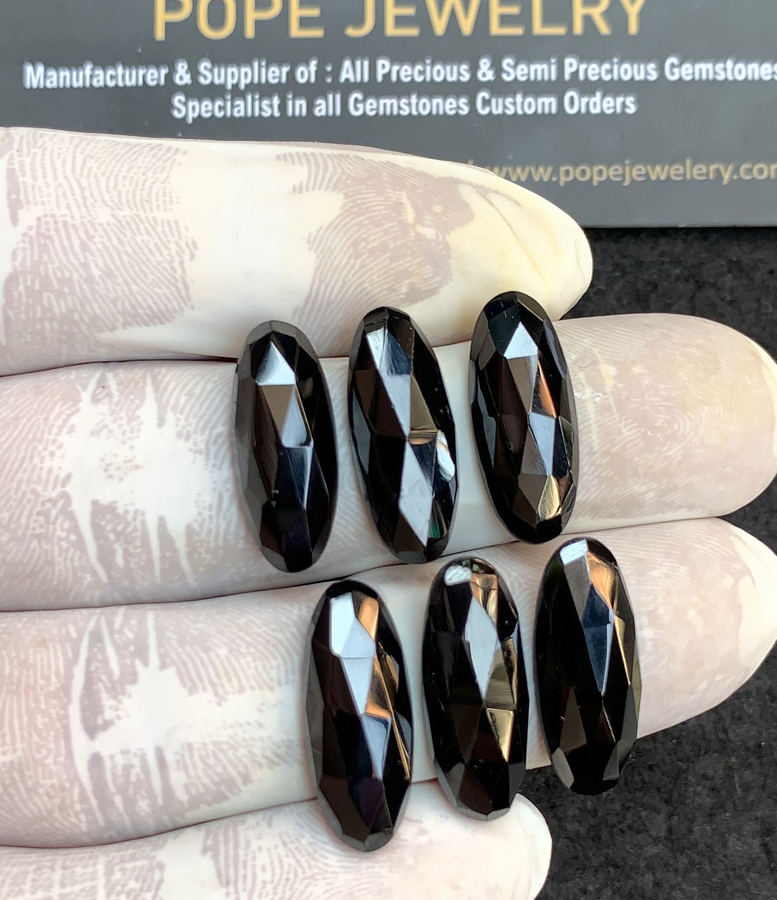 Natural Black Spinel Gemstone Rose Cut Oval Shape Cabochon High Quality Loose Gemstones For Jewelry Making 20x8 MM Size 6 Pcs V4408