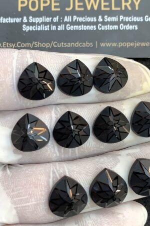 Natural Black Spinel Gemstone Precious Cut Heart Shape Cabochon High Quality Loose Gemstones For Jewelry Making 12 MM Size 11 Pcs V4409