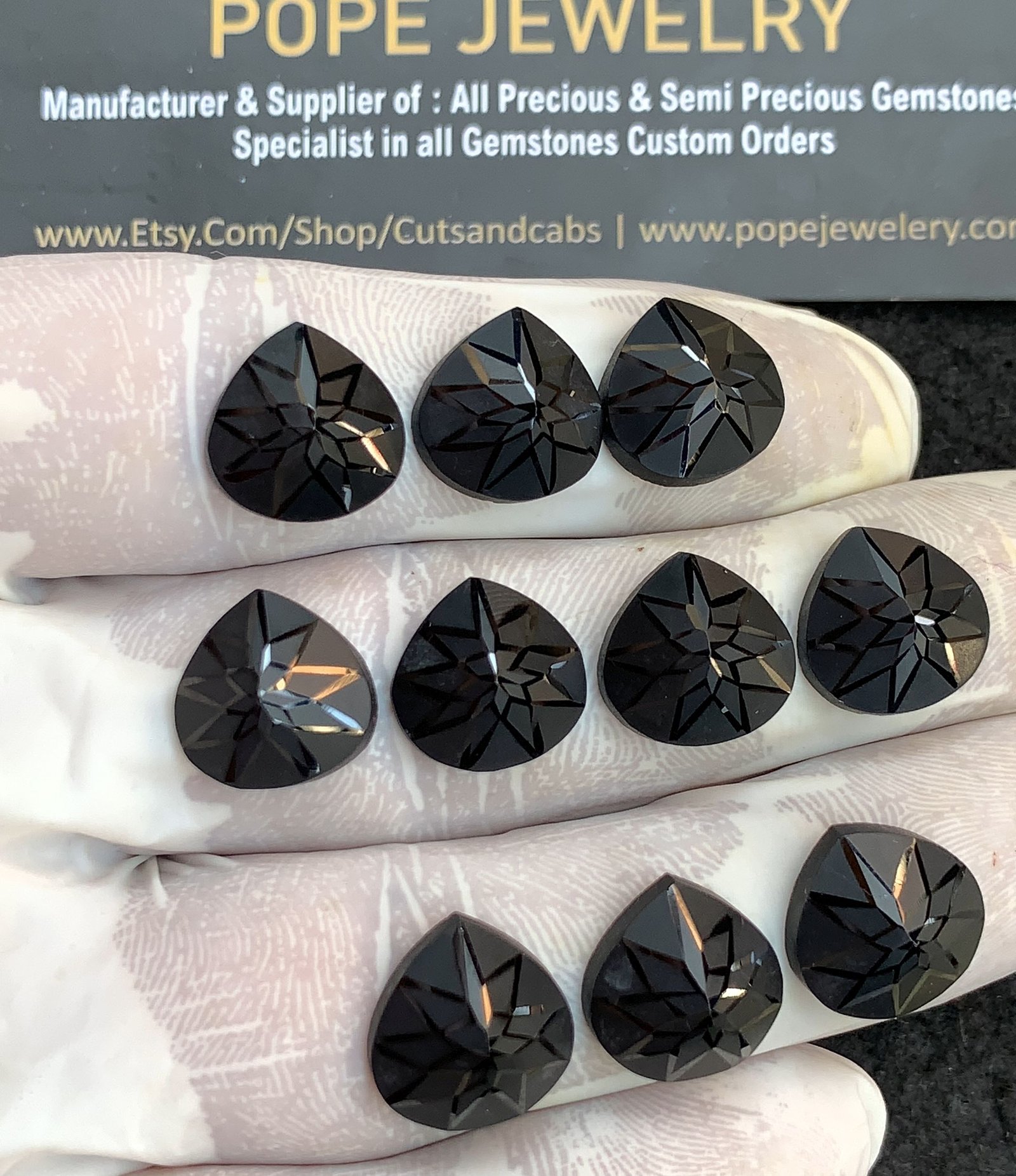 Natural Black Spinel Gemstone Precious Cut Heart Shape Cabochon High Quality Loose Gemstones For Jewelry Making 12 MM Size 11 Pcs V4409