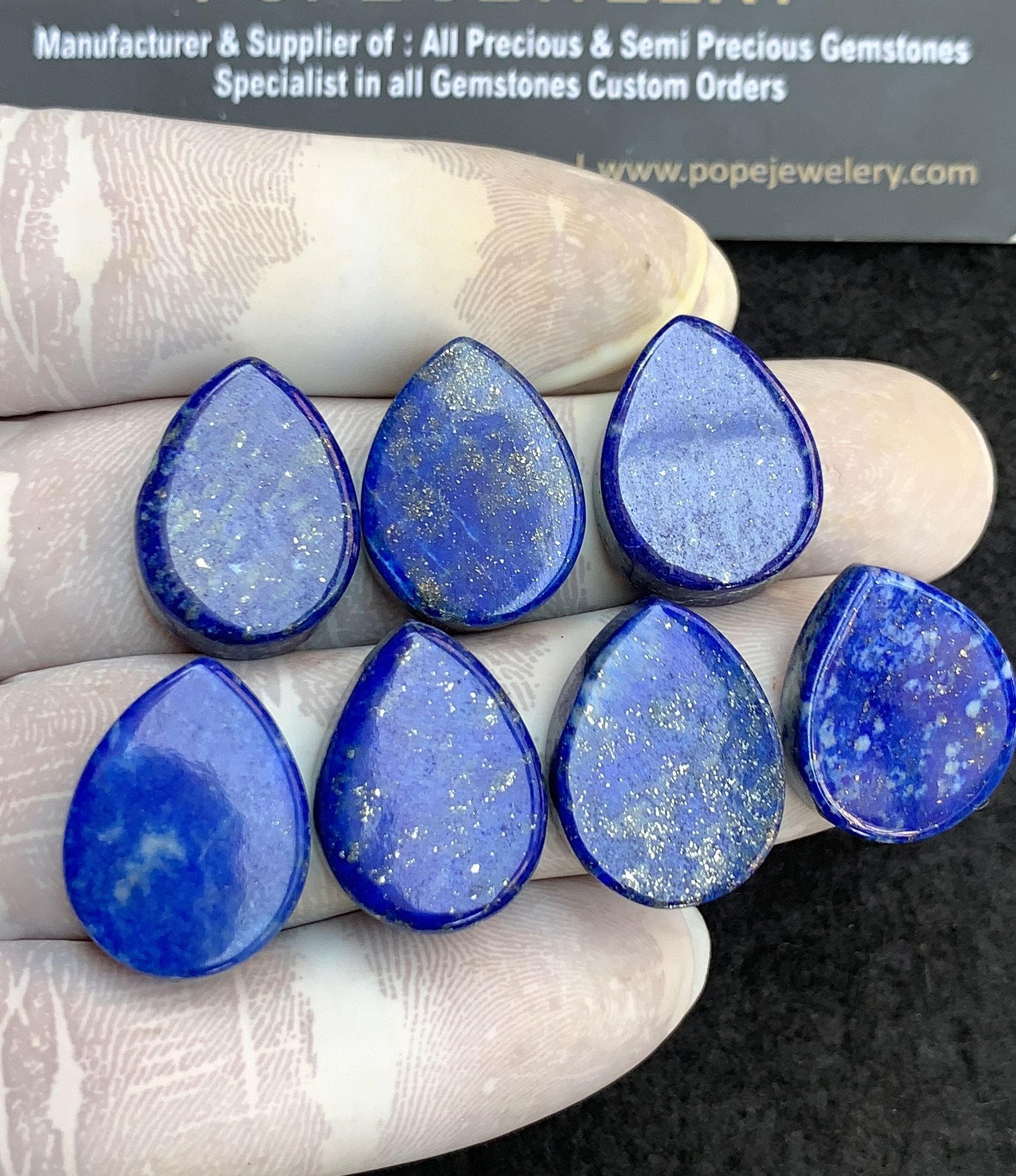 Natural Lapis Lazuli Gemstone Smooth Pear Shape Cabochon High Quality Loose Gemstones For Jewelry Making 19-20 MM Size 7 Pcs V4411