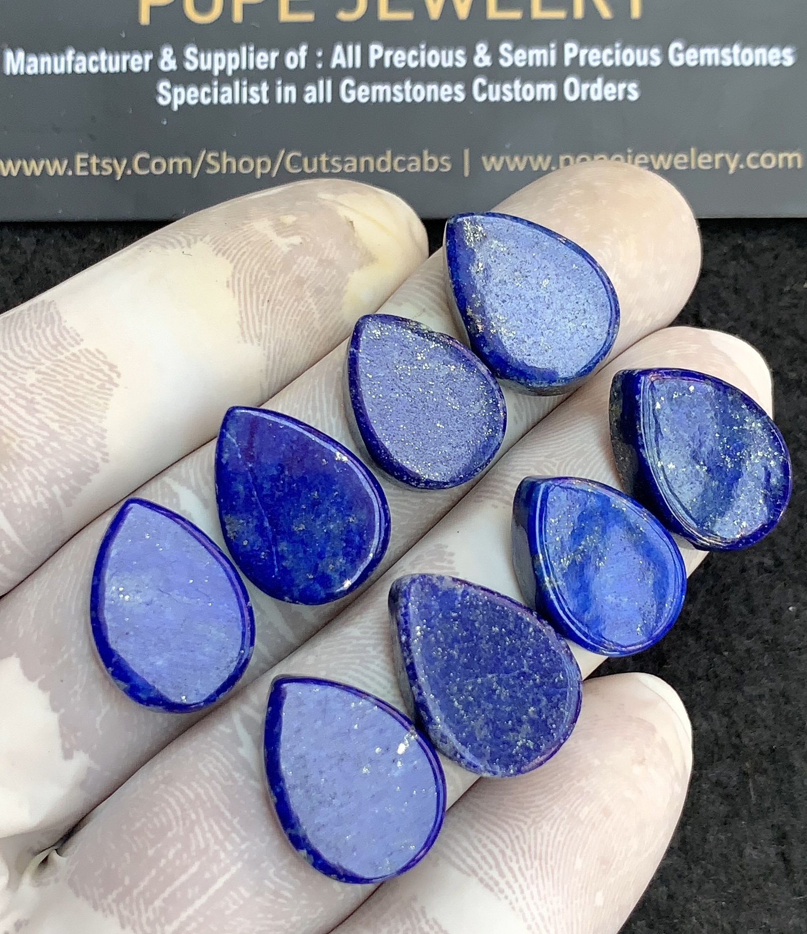 Natural Lapis Lazuli Gemstone Smooth Pear Shape Cabochon High Quality Loose Gemstones For Jewelry Making 16-18 MM Size 8 Pcs V4412 - Image 2