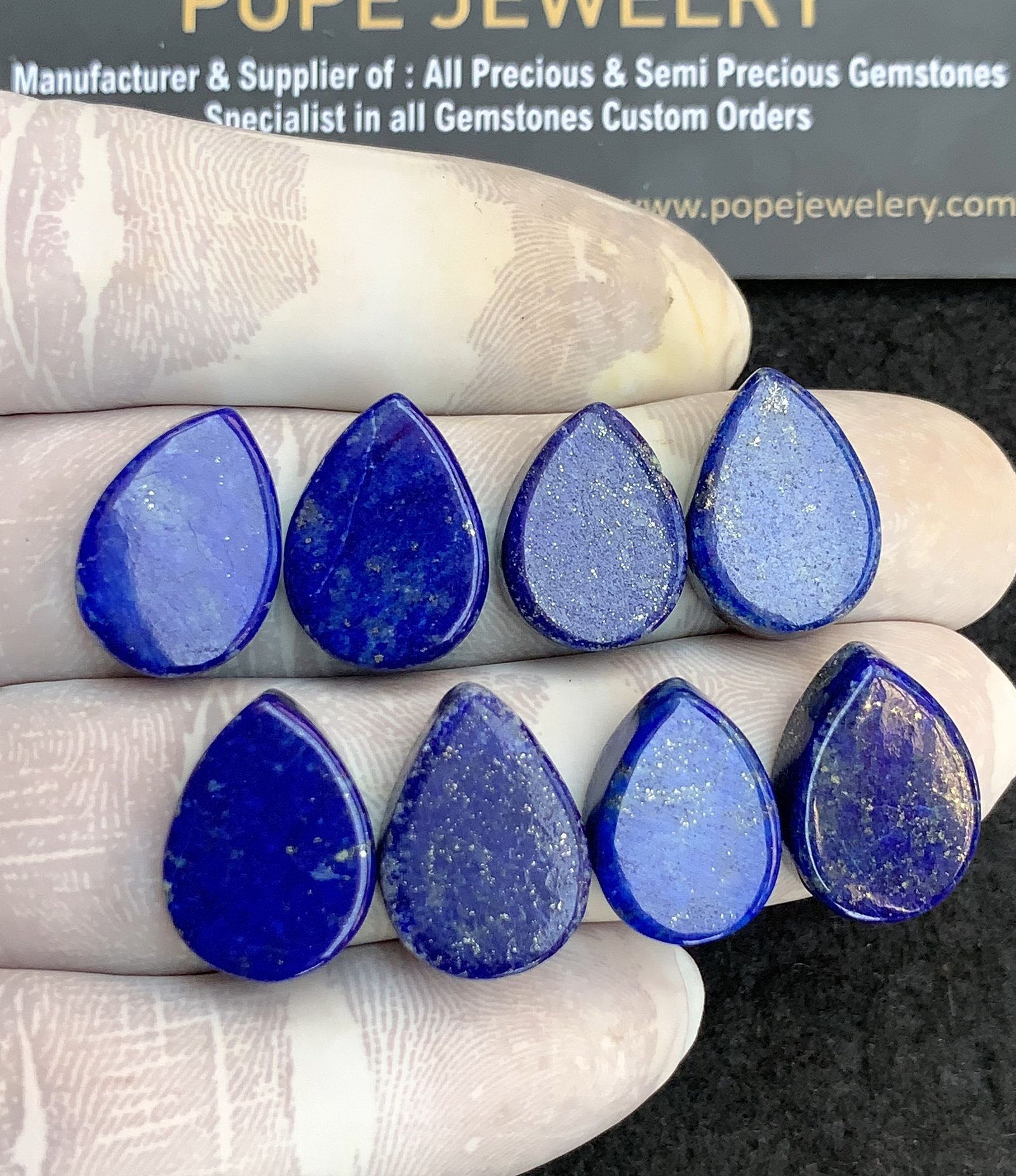 Natural Lapis Lazuli Gemstone Smooth Pear Shape Cabochon High Quality Loose Gemstones For Jewelry Making 16-18 MM Size 8 Pcs V4412