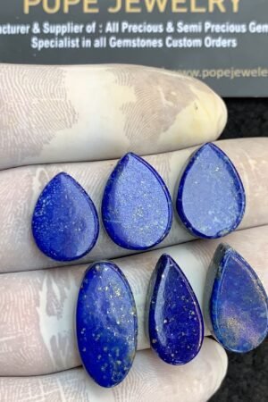Natural Lapis Lazuli Gemstone Smooth Mix Shape Cabochon High Quality Loose Gemstones For Jewelry Making 16-22 MM Size 6 Pcs V4413