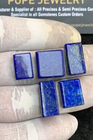 Natural Lapis Lazuli Gemstone Smooth Rectangle Shape Cabochon High Quality Loose Gemstones For Jewelry Making 13-17 MM Size 5 Pcs V4414